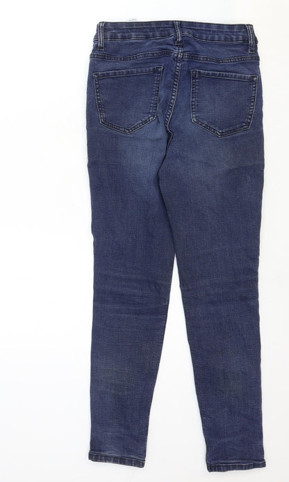 Marks and Spencer Womens Blue Cotton Skinny Jeans Size 8 Regular Zip