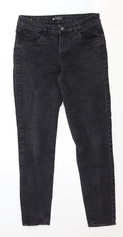 Avenue Denim Womens Black Cotton Skinny Jeans Size 10 Regular Zip