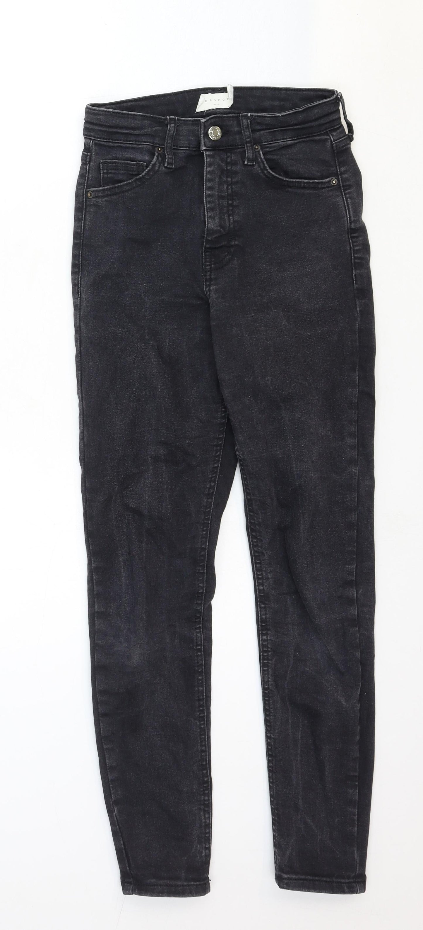 Topshop Womens Black Cotton Skinny Jeans Size 25 in Regular Zip