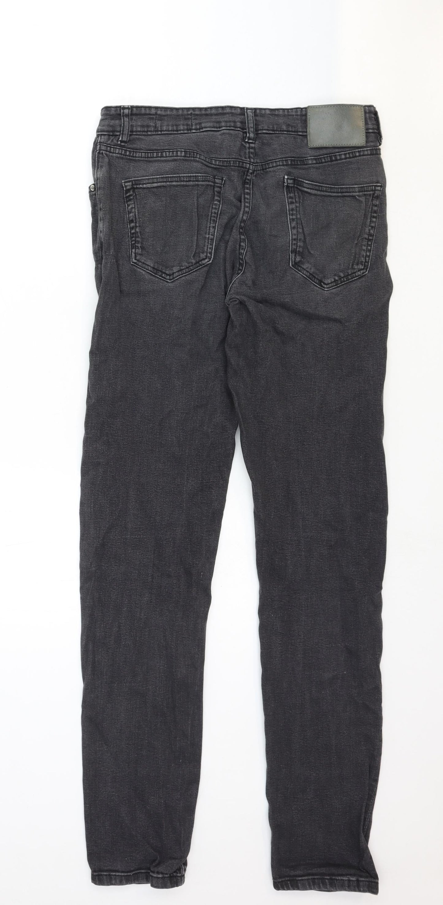 Hoxton Denim Mens Black Cotton Straight Jeans Size 32 in Regular Zip