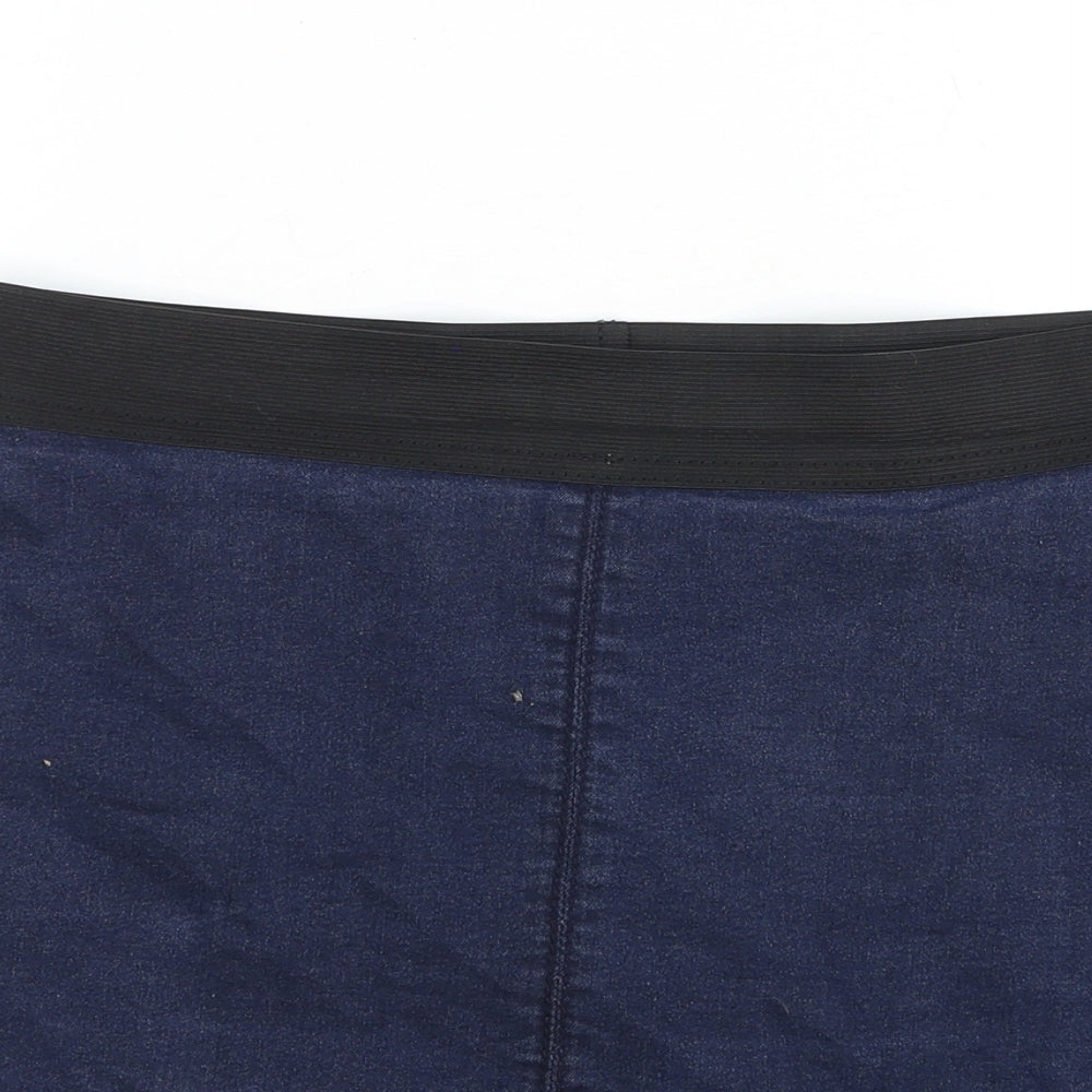 Marks and Spencer Womens Blue Cotton A-Line Skirt Size 10