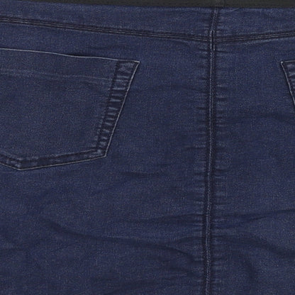 Marks and Spencer Womens Blue Cotton A-Line Skirt Size 10