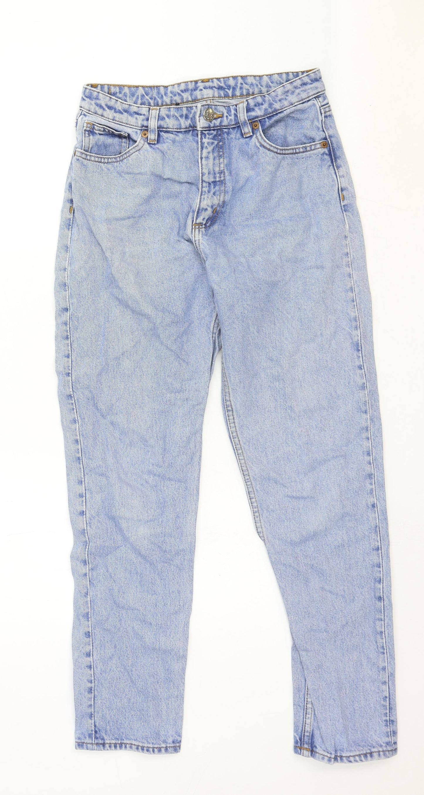 Monki Womens Blue Cotton Straight Jeans Size 27 in Regular Zip