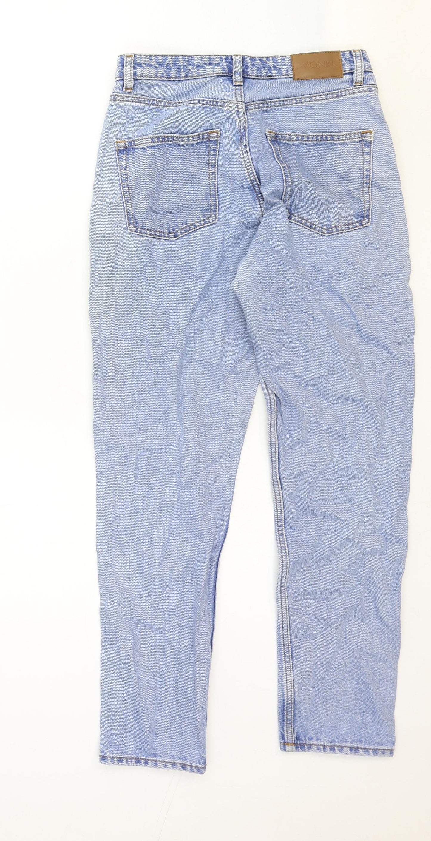 Monki Womens Blue Cotton Straight Jeans Size 27 in Regular Zip