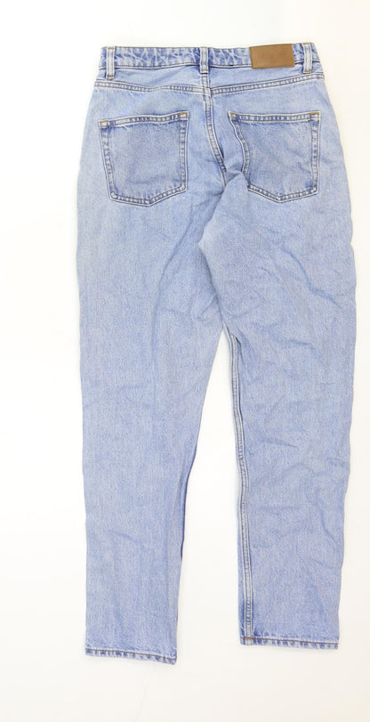 Monki Womens Blue Cotton Straight Jeans Size 27 in Regular Zip