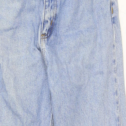 Monki Womens Blue Cotton Straight Jeans Size 27 in Regular Zip