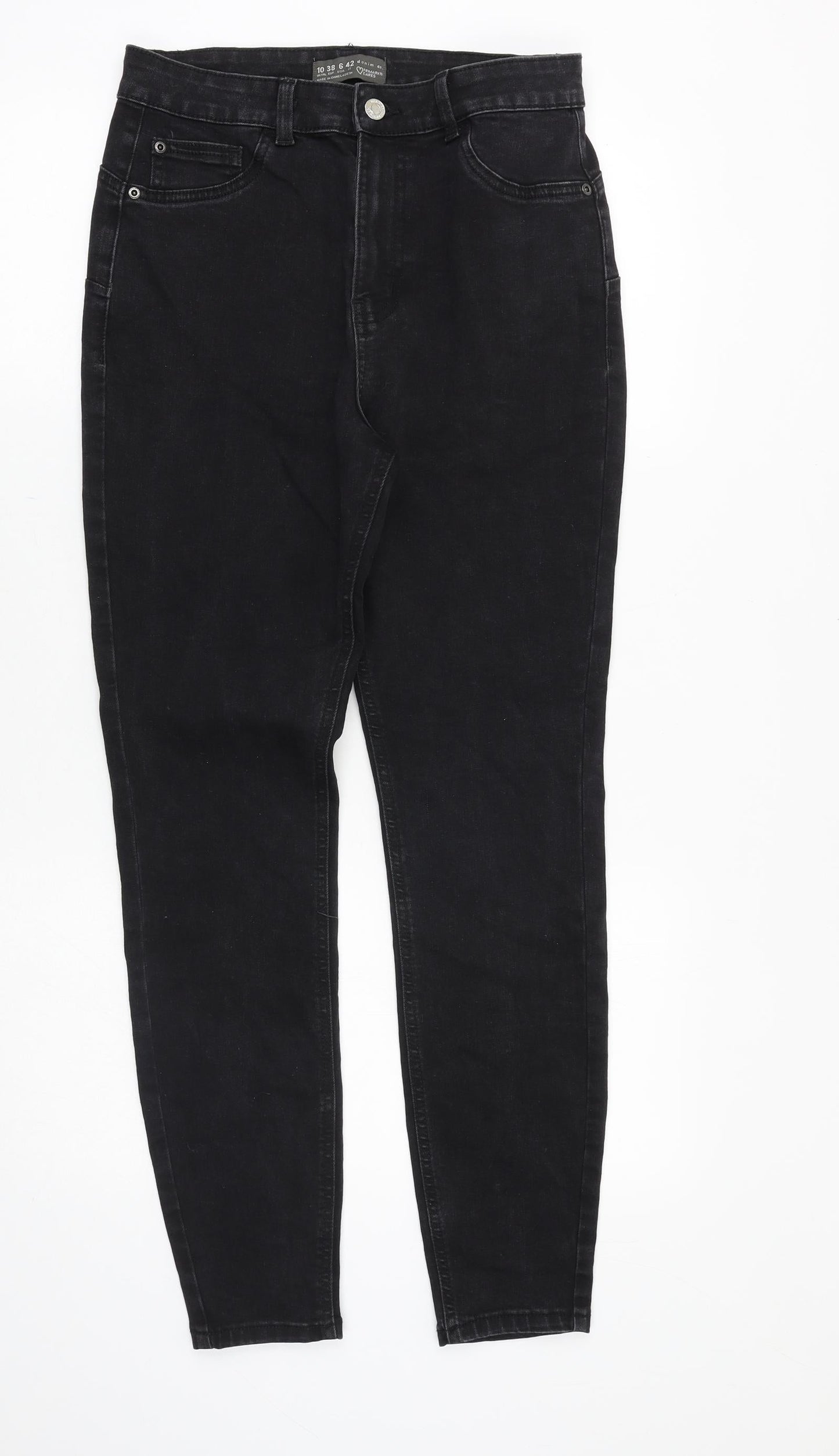 Denim & Co. Womens Black Cotton Skinny Jeans Size 10 Slim Zip