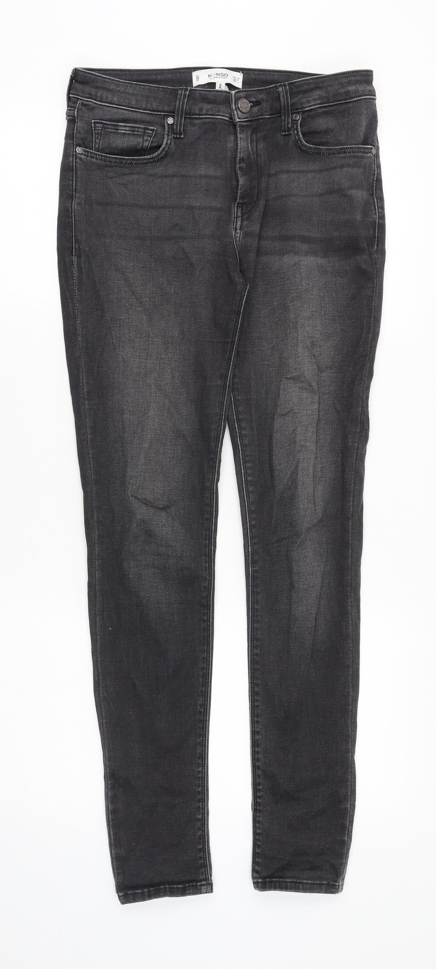 Mango Womens Black Cotton Skinny Jeans Size 8 Slim Zip