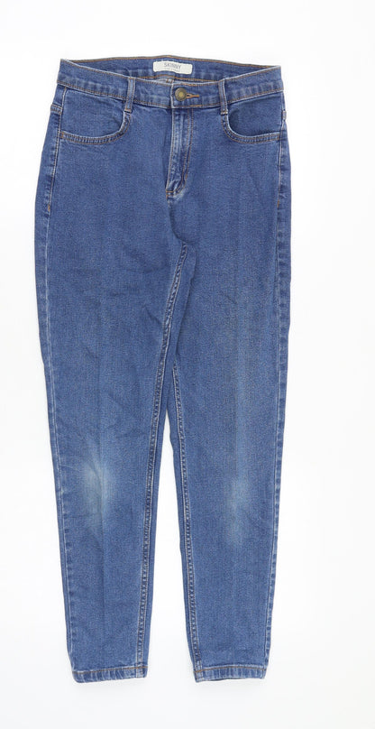 Marks and Spencer Womens Blue Cotton Skinny Jeans Size 8 Slim Zip