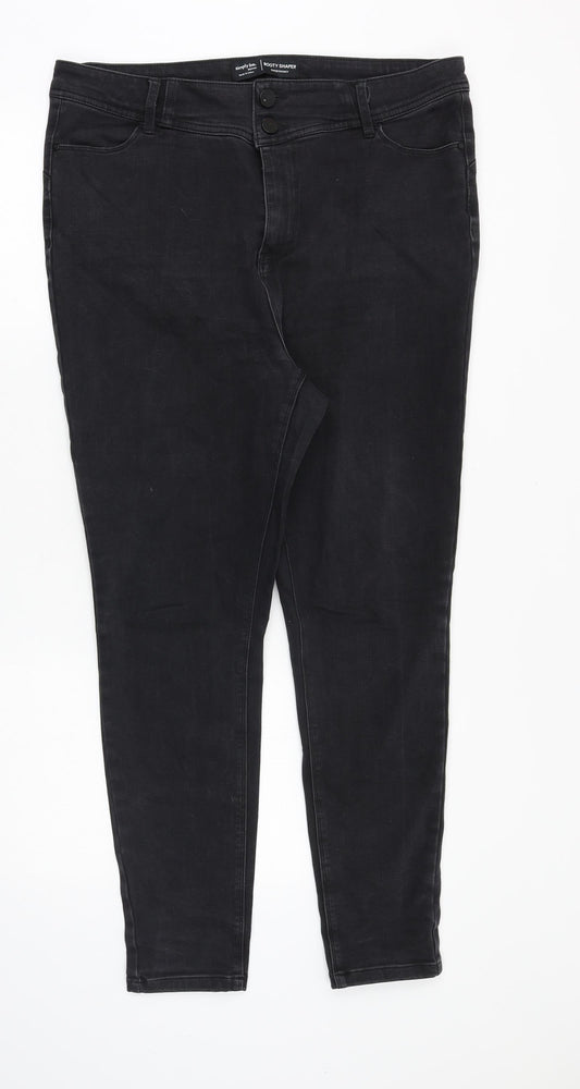 Simply Be Womens Black Cotton Skinny Jeans Size 36 in Slim Zip