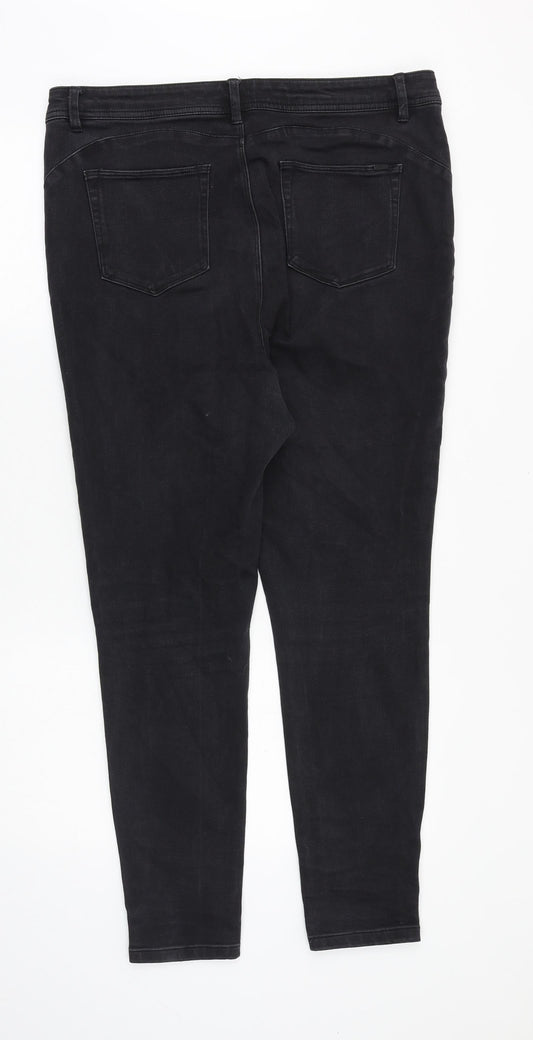 Simply Be Womens Black Cotton Skinny Jeans Size 36 in Slim Zip