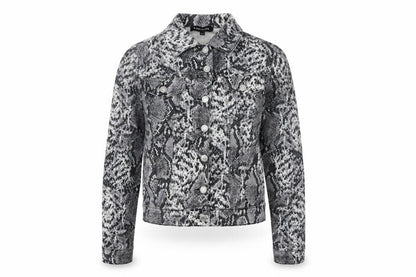 Parisian Womens Grey Animal Print Jacket Size 8 Button - Snake Pattern