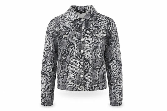 Parisian Womens Grey Animal Print Jacket Size 8 Button - Snake Pattern