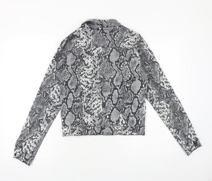 Parisian Womens Grey Animal Print Jacket Size 8 Button - Snake Pattern