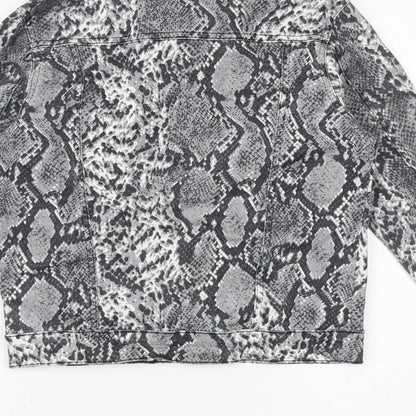 Parisian Womens Grey Animal Print Jacket Size 8 Button - Snake Pattern