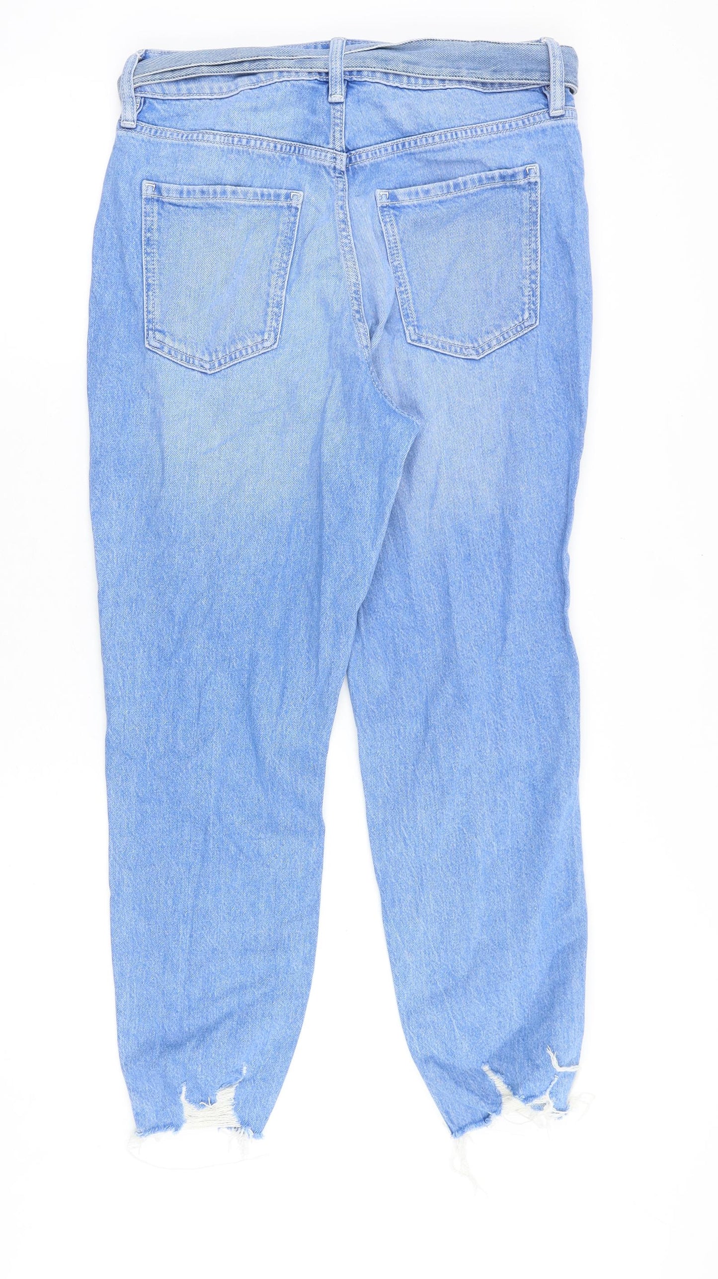 F&F Womens Blue Cotton Straight Jeans Size 10 Regular Zip