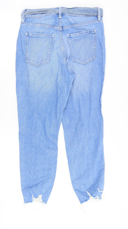 F&F Womens Blue Cotton Straight Jeans Size 10 Regular Zip