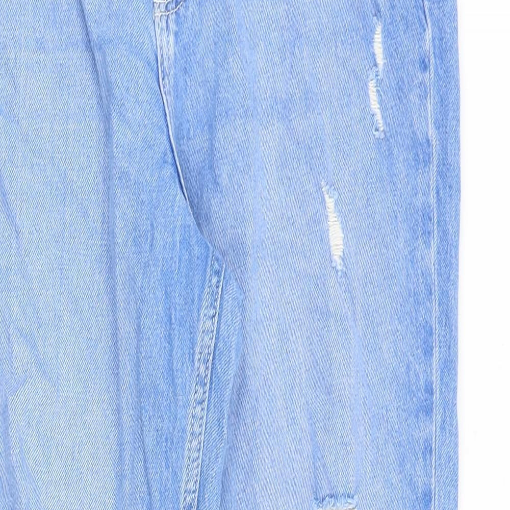 F&F Womens Blue Cotton Straight Jeans Size 10 Regular Zip