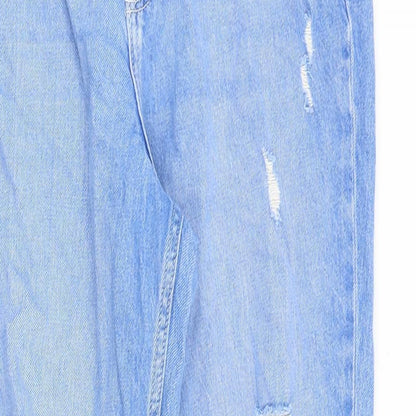 F&F Womens Blue Cotton Straight Jeans Size 10 Regular Zip