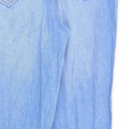 F&F Womens Blue Cotton Straight Jeans Size 10 Regular Zip