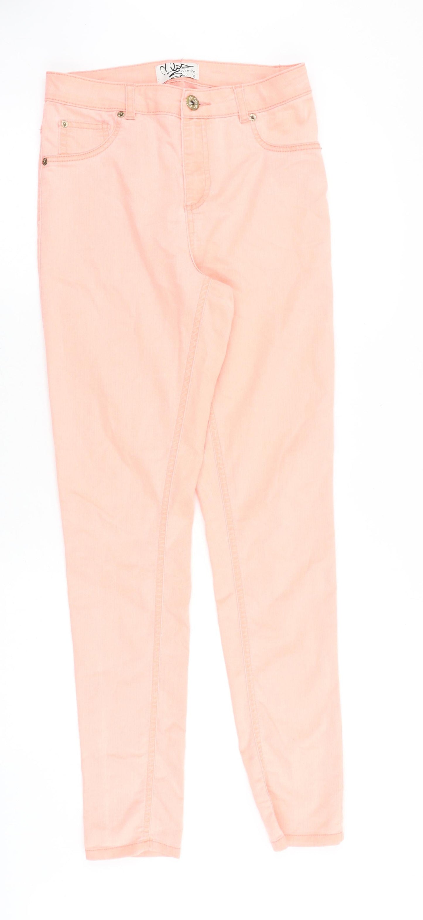 Womens UK Size 12 Miss Denim Slim Fit Skinny Pink Jeans