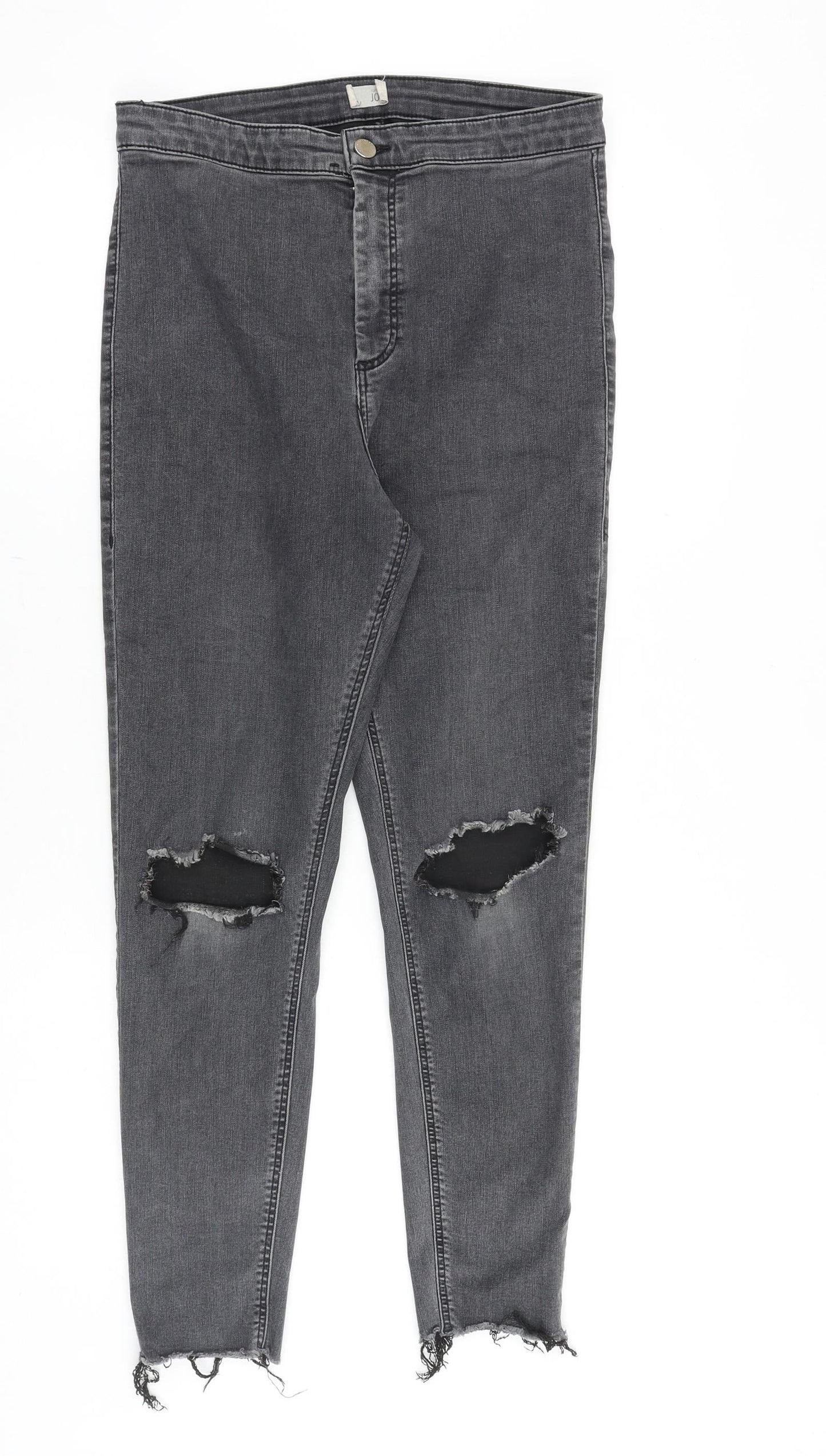 Topshop Womens Grey Cotton Skinny Jeans Size 32 in Slim Zip