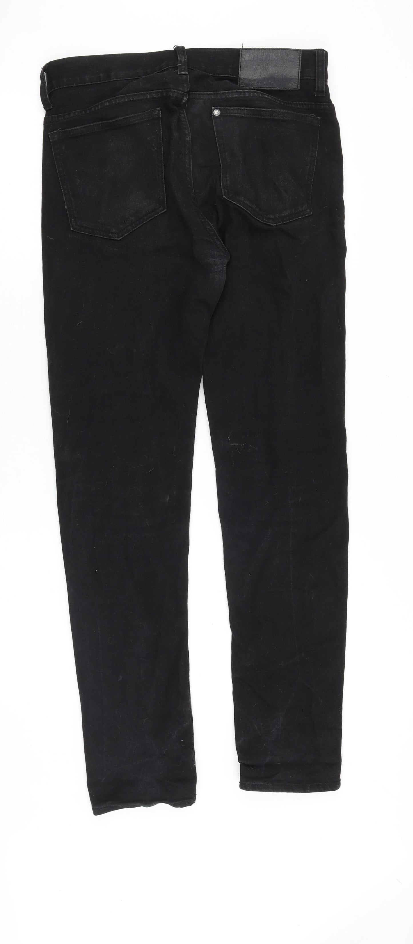 &Denim Mens Black Cotton Straight Jeans Size 28 in Slim Button