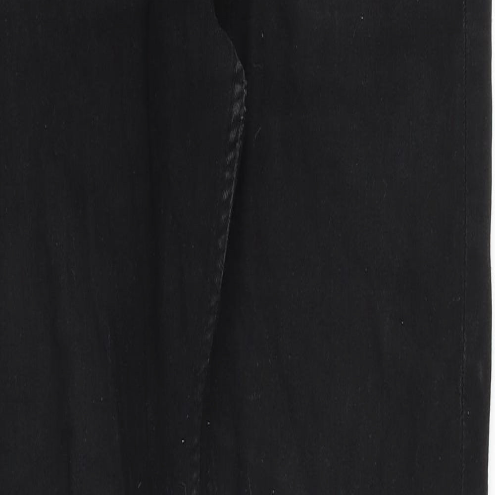 &Denim Mens Black Cotton Straight Jeans Size 28 in Slim Button