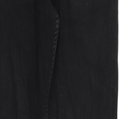 &Denim Mens Black Cotton Straight Jeans Size 28 in Slim Button