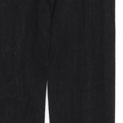 &Denim Mens Black Cotton Straight Jeans Size 28 in Slim Button