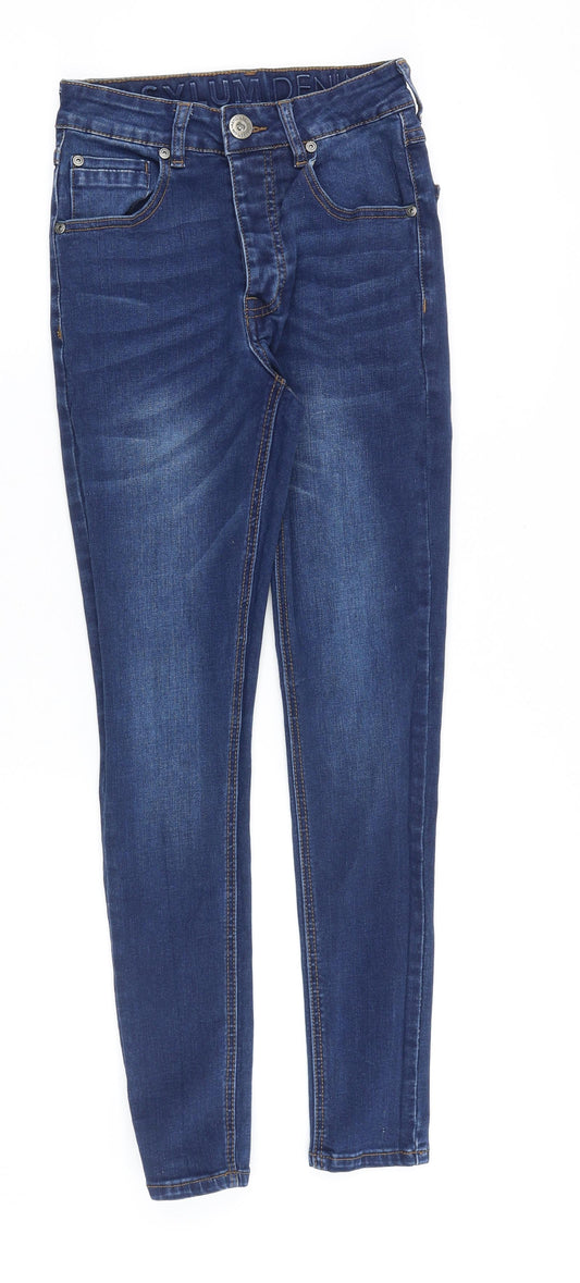 Asylum Denim Mens Blue Cotton Skinny Jeans Size 28 in Slim Zip