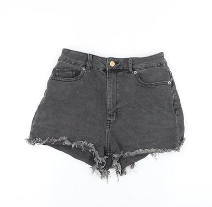H&M Womens Black Cotton Mom Shorts Size 6 Regular Zip