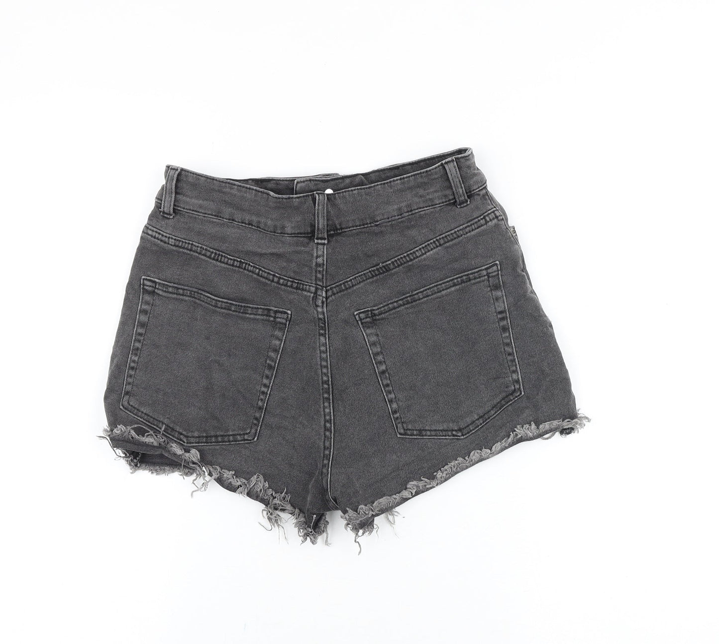 H&M Womens Black Cotton Mom Shorts Size 6 Regular Zip