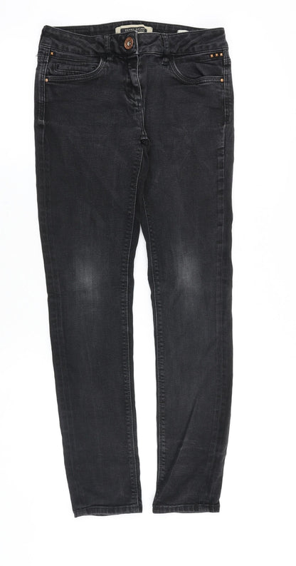 River Island Womens Black Cotton Straight Jeans Size 28 in Slim Zip