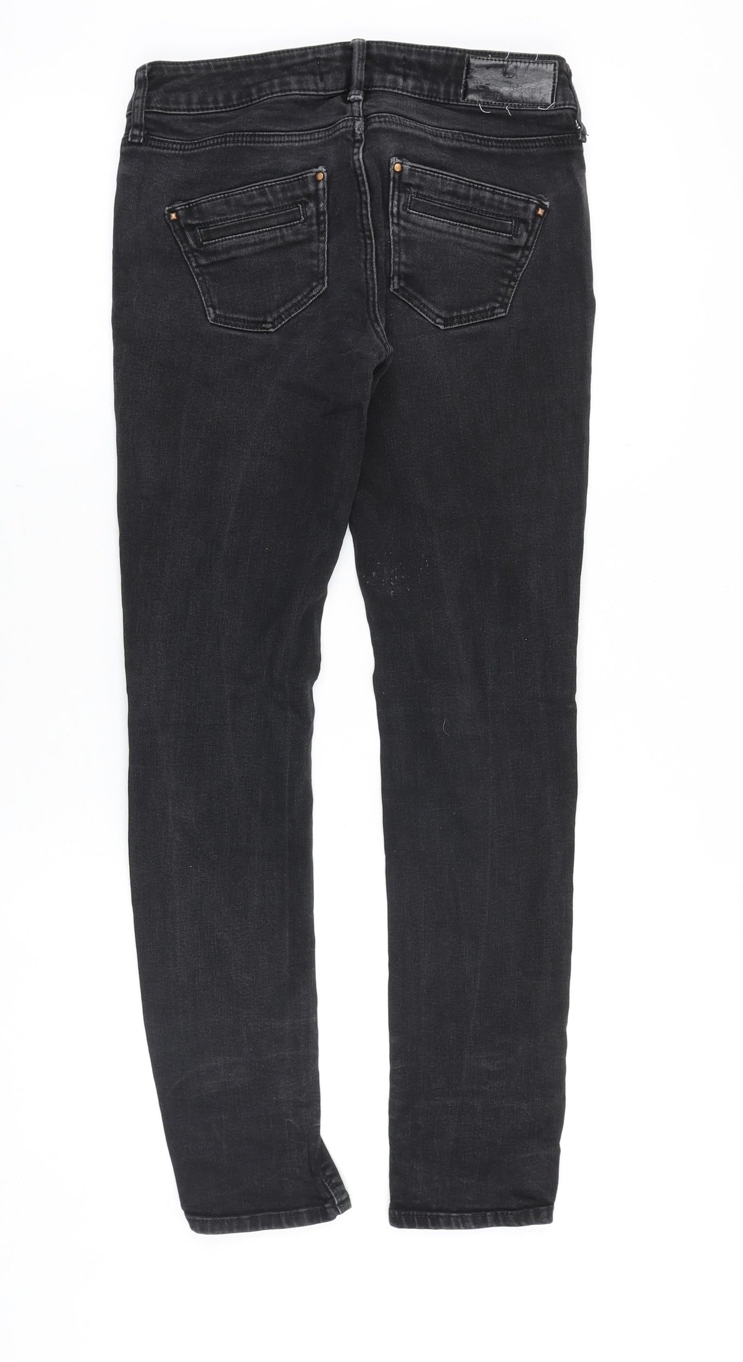 River Island Womens Black Cotton Straight Jeans Size 28 in Slim Zip