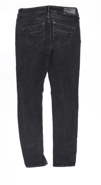 River Island Womens Black Cotton Straight Jeans Size 28 in Slim Zip