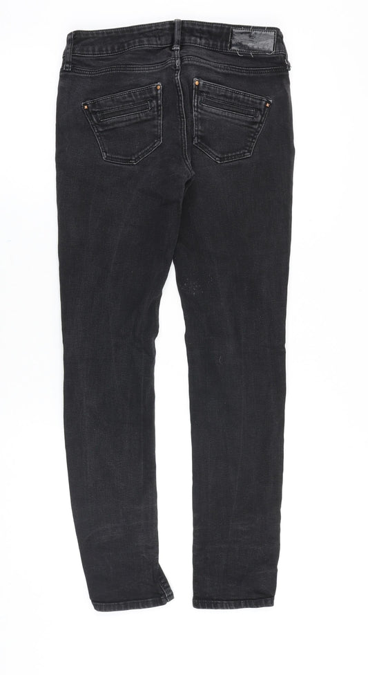 River Island Womens Black Cotton Straight Jeans Size 28 in Slim Zip