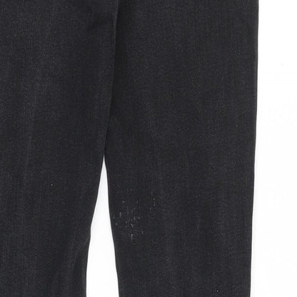 River Island Womens Black Cotton Straight Jeans Size 28 in Slim Zip