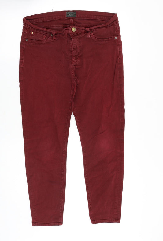 Hudson Womens Red Cotton Skinny Jeans Size 32 in Slim Zip