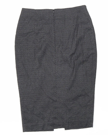 NEXT Womens Black Geometric Viscose Straight & Pencil Skirt Size 8 Zip