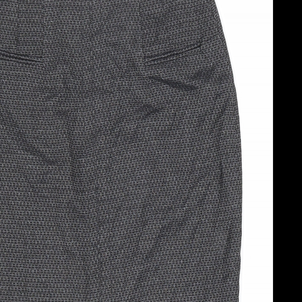 NEXT Womens Black Geometric Viscose Straight & Pencil Skirt Size 8 Zip