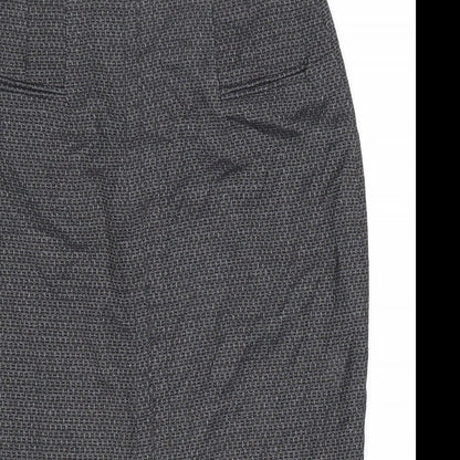NEXT Womens Black Geometric Viscose Straight & Pencil Skirt Size 8 Zip