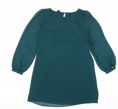 Atmosphere Womens Green Polyester Shift Size 10 Boat Neck Button