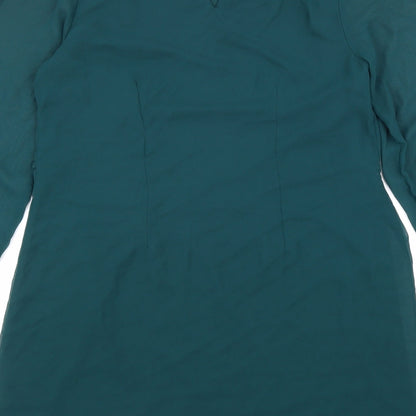 Atmosphere Womens Green Polyester Shift Size 10 Boat Neck Button