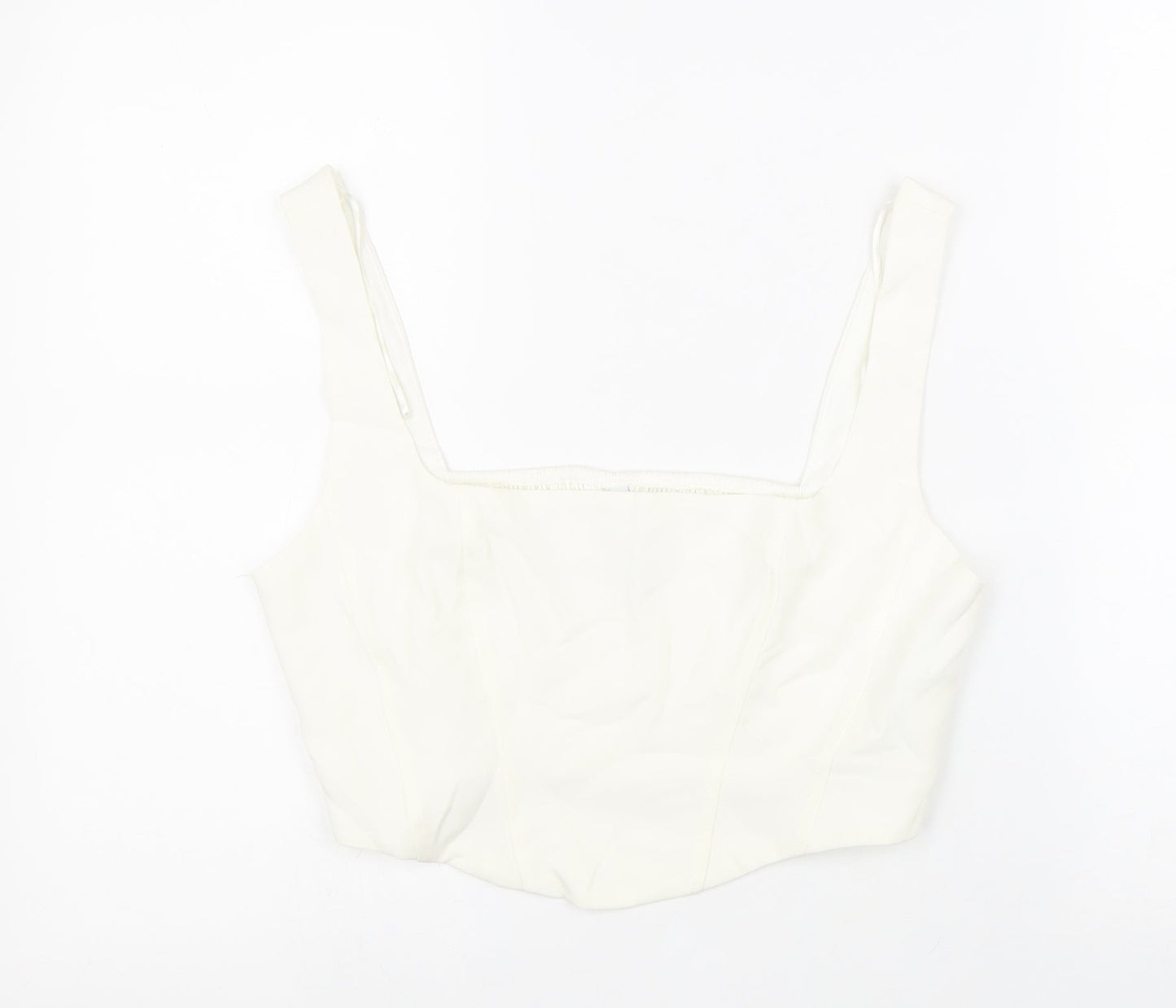 Womens UK Size L Stradivarius White Cropped Tank