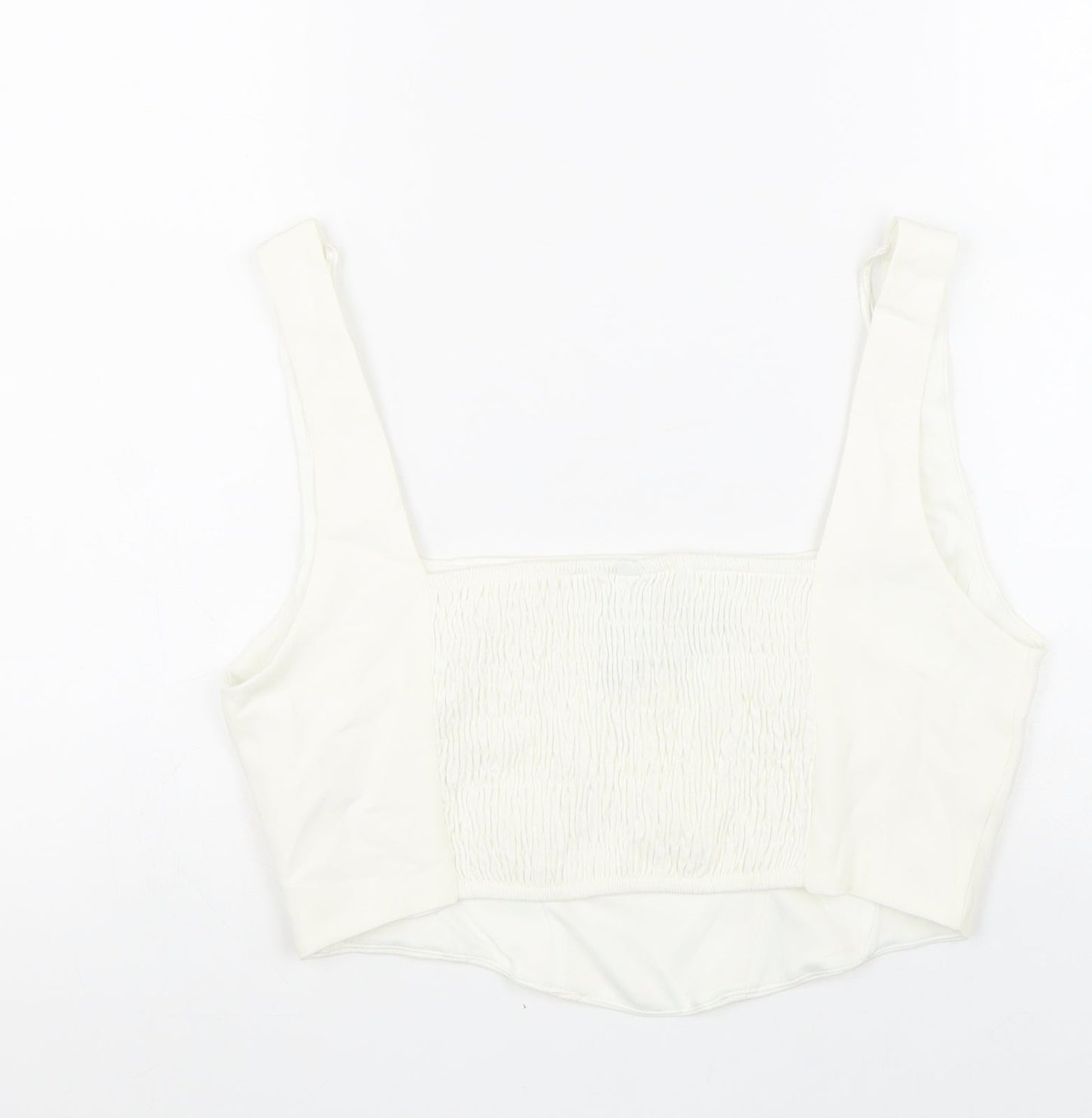 Womens UK Size L Stradivarius White Cropped Tank