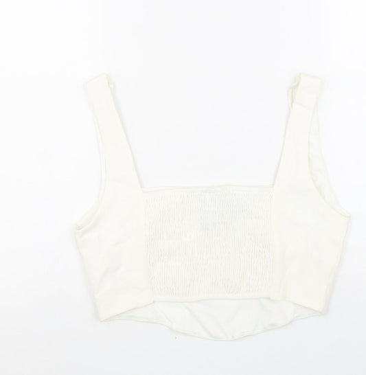 Womens UK Size L Stradivarius White Cropped Tank