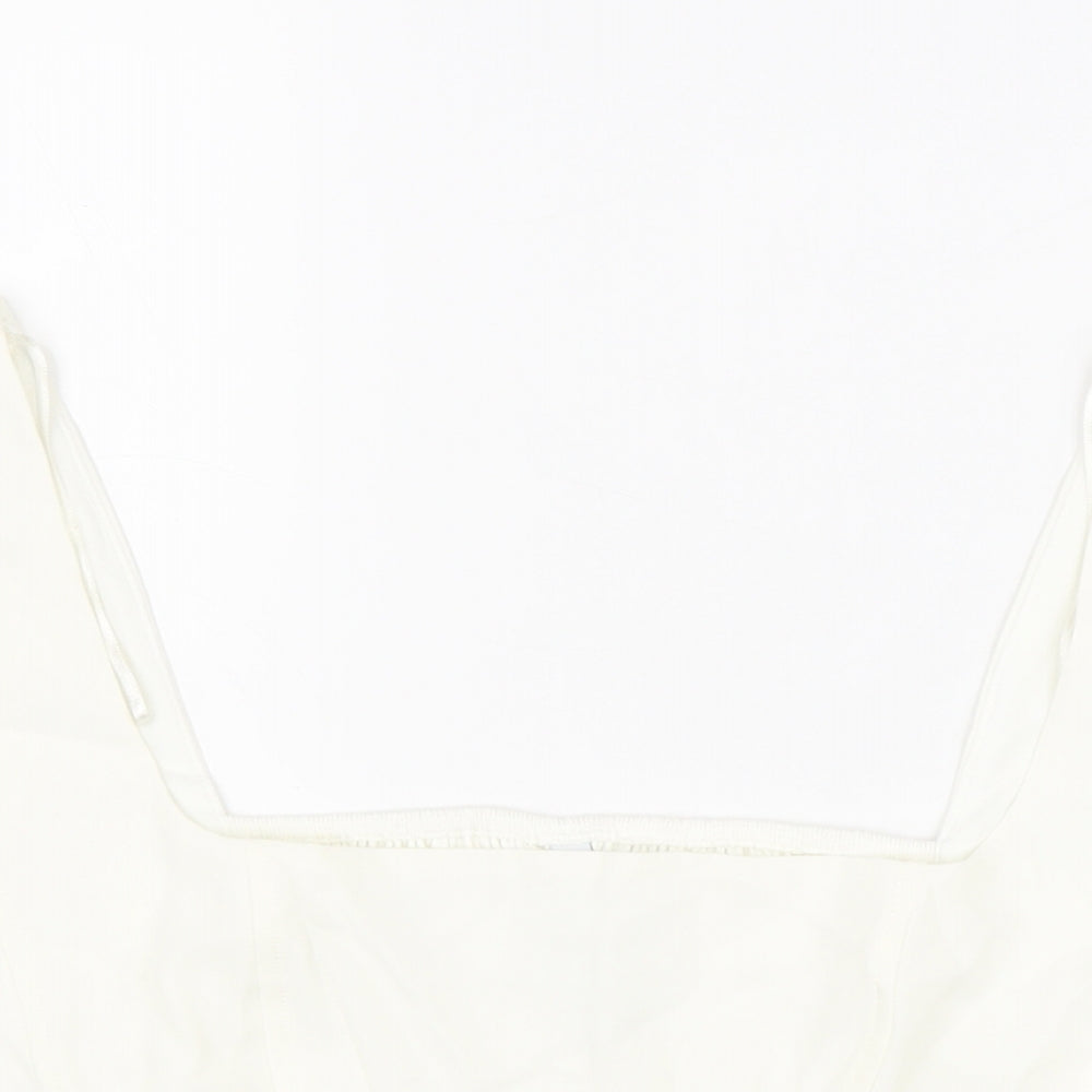 Womens UK Size L Stradivarius White Cropped Tank