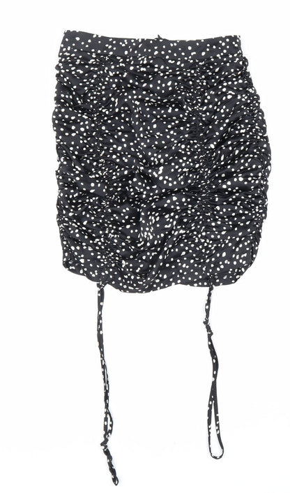 Boohoo Womens Black Geometric Polyester Mini Skirt Size 10 Zip - Drawstring