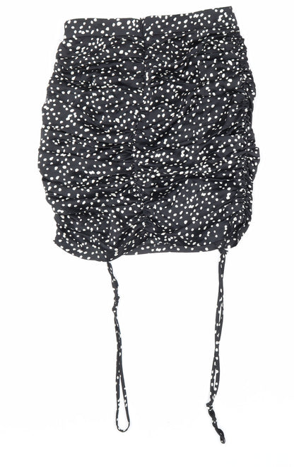 Boohoo Womens Black Geometric Polyester Mini Skirt Size 10 Zip - Drawstring